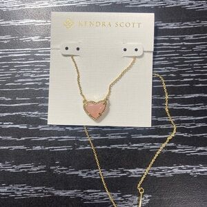 Kendra Scott Gold Necklace with Blush Heart Pendant